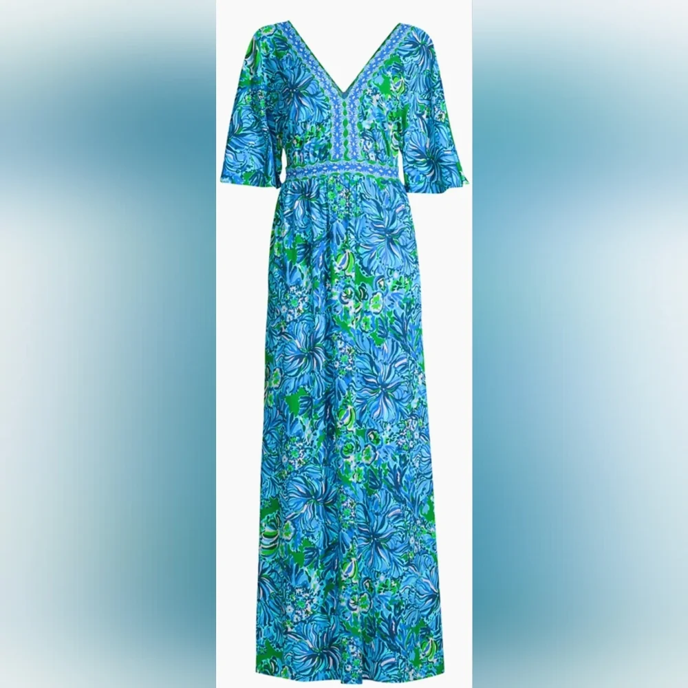 Lilly Pulitzer Addison Floral Maxi Dress 6 - Picture 1 of 4